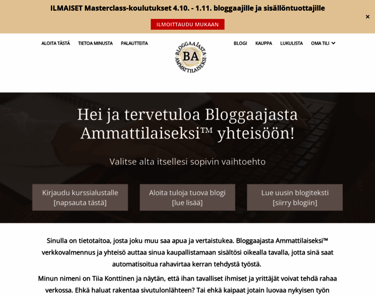 Bloggaajastaammattilaiseksi.fi thumbnail