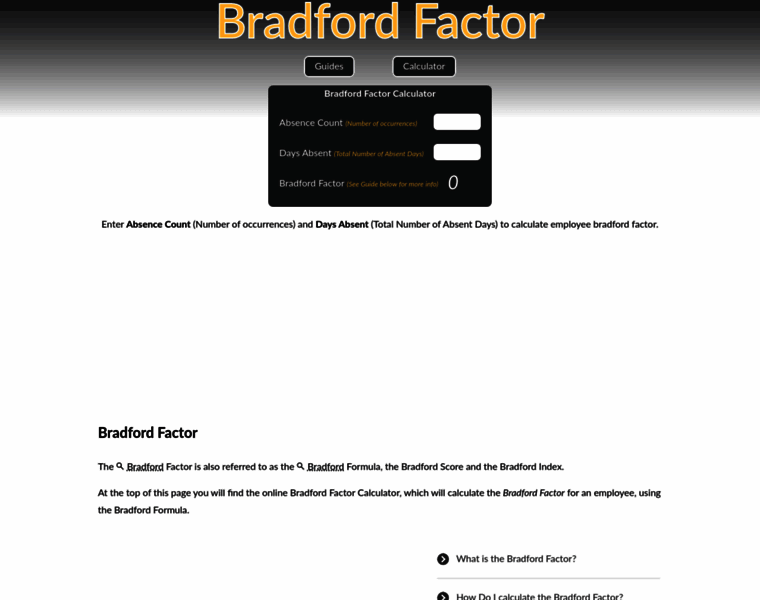 Bradfordfactorcalculator.com thumbnail