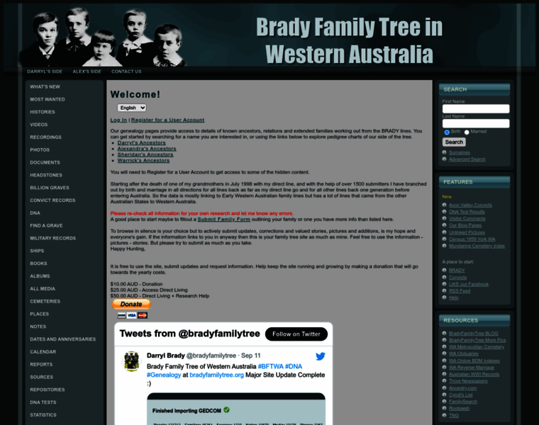 Bradyfamilytree.org thumbnail