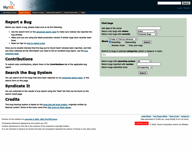 Bugs.mysql.com thumbnail Bugs.mysql.com thumbnail