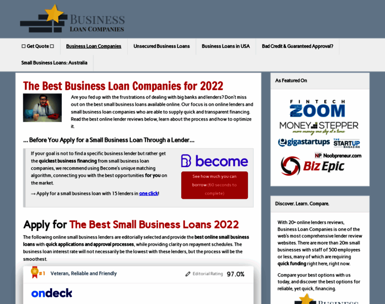 Businessloancompanies.com thumbnail