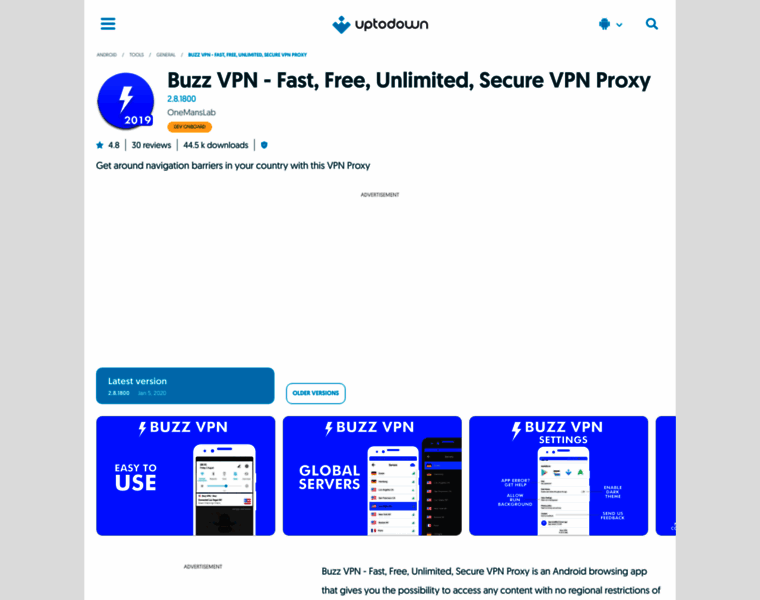 Buzz-vpn-fast-free-unlimited-secure-vpn-proxy.en.uptodown.com thumbnail