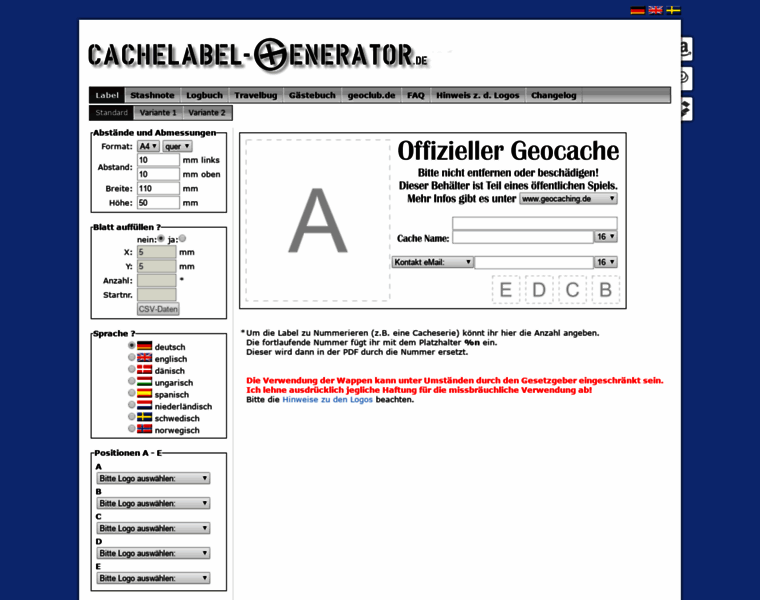Cachelabel-generator.de thumbnail