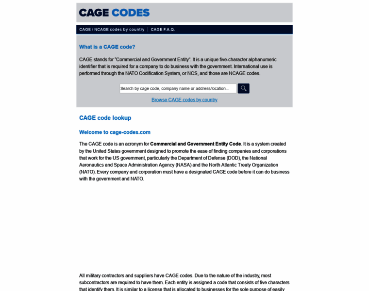 Cage-codes.com thumbnail