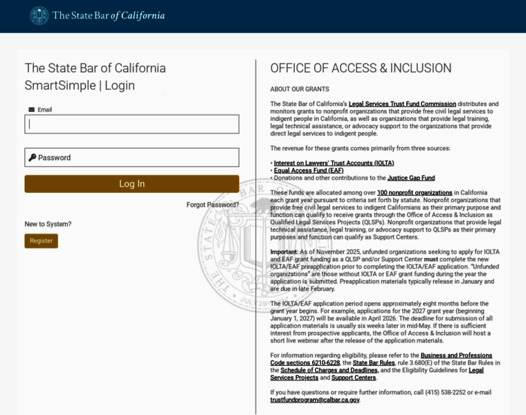 calbar.smartsimple.com at WI. The State Bar of California SmartSimple ...