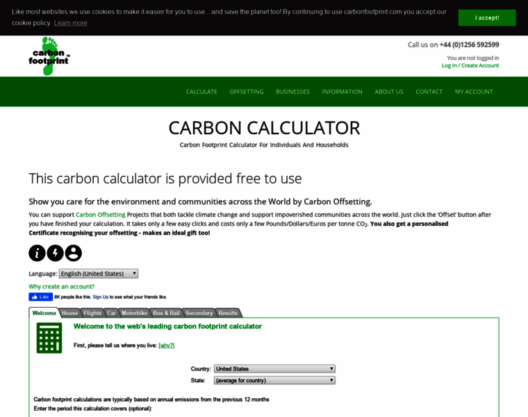 Calculator.carbonfootprint.com thumbnail