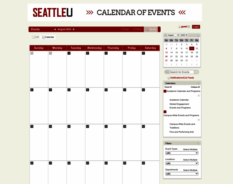 Calendar.seattleu.edu thumbnail