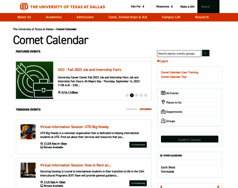 Calendar.utdallas.edu thumbnail