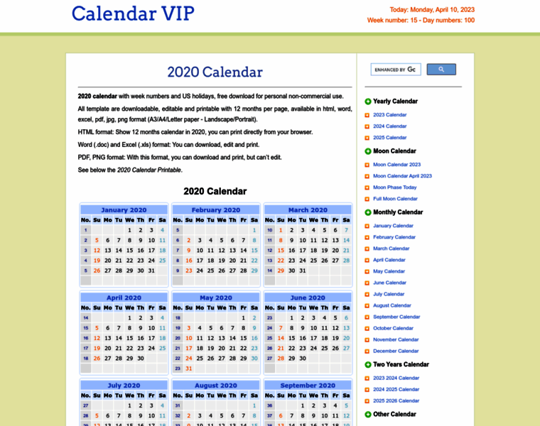 Calendarvip.com thumbnail