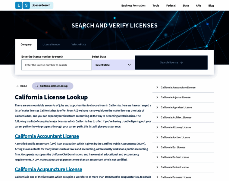 California.licensesearch.org thumbnail