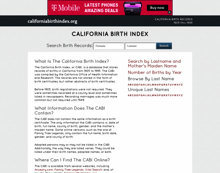 Californiabirthindex.org thumbnail