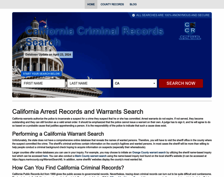 Californiacriminalrecords.org thumbnail