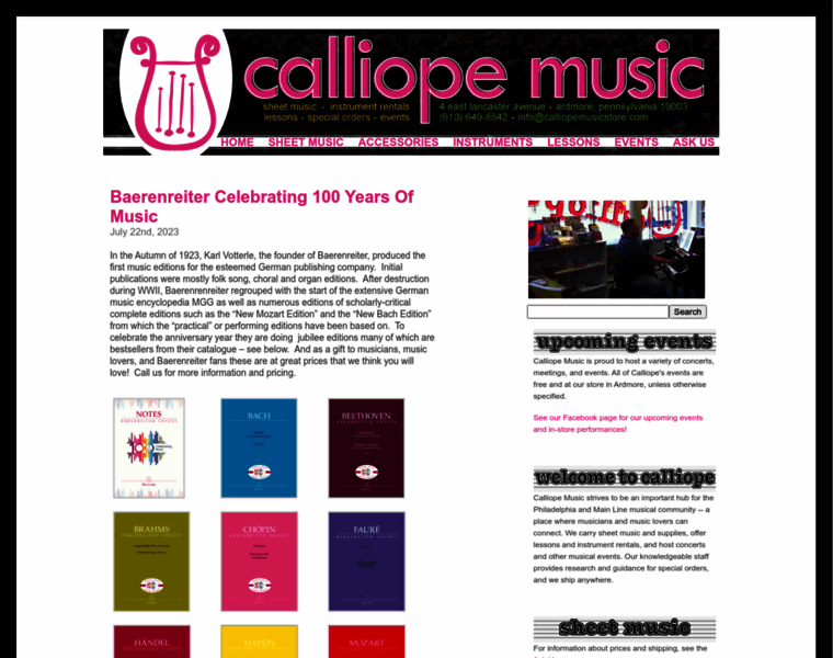 Calliopemusicstore.com thumbnail