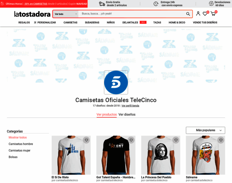 Camisetastelecinco.com thumbnail