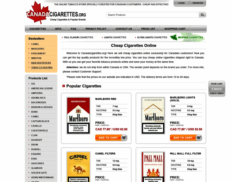 Canadacigarettes.org thumbnail