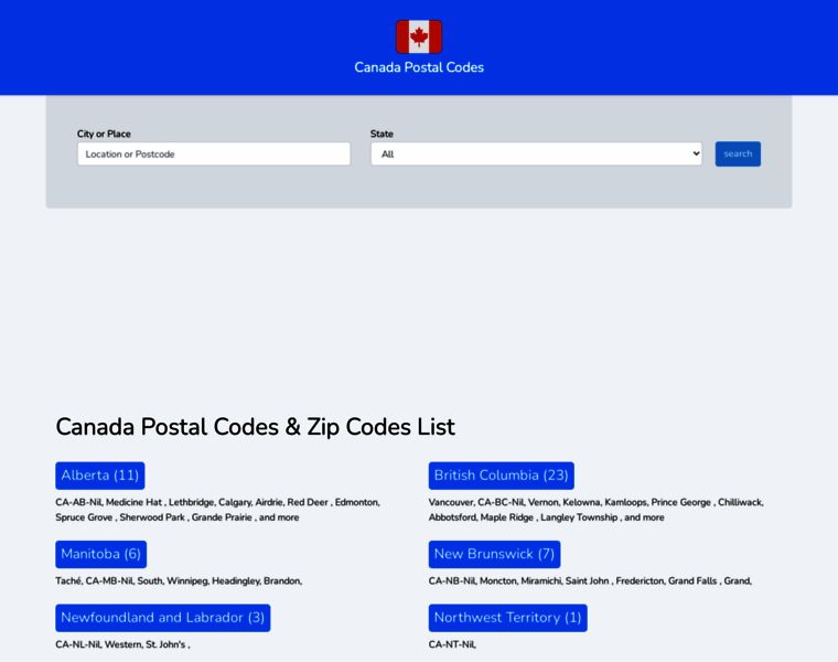 Canadapostcode.net thumbnail