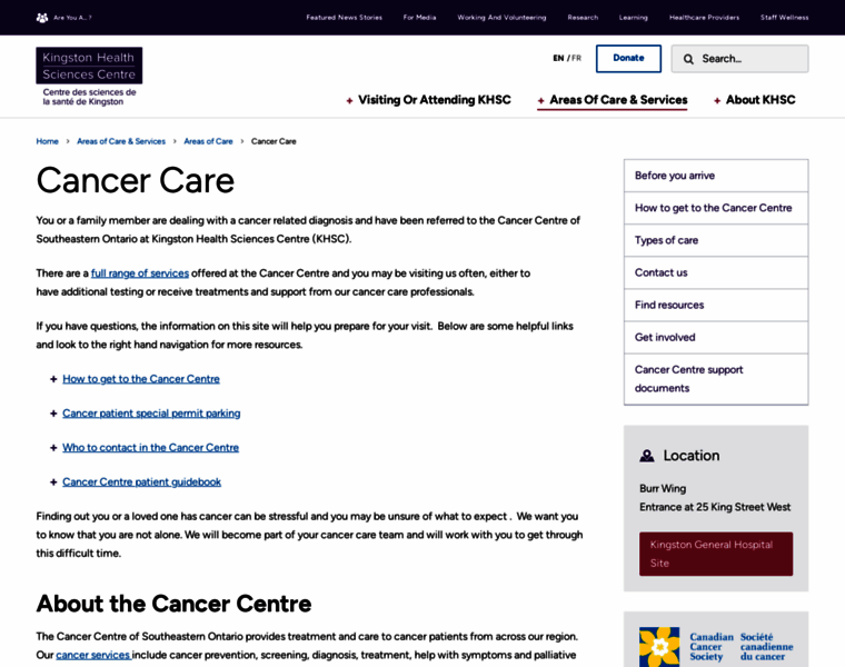 Cancercaresoutheast.ca thumbnail