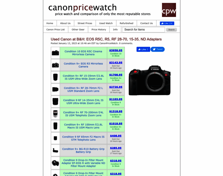 Canonpricewatch.com thumbnail