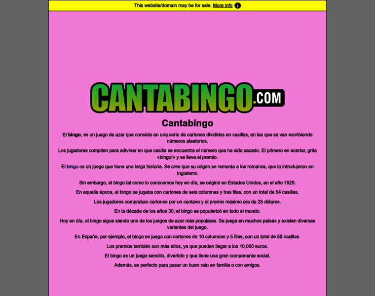 Cantabingo.com thumbnail