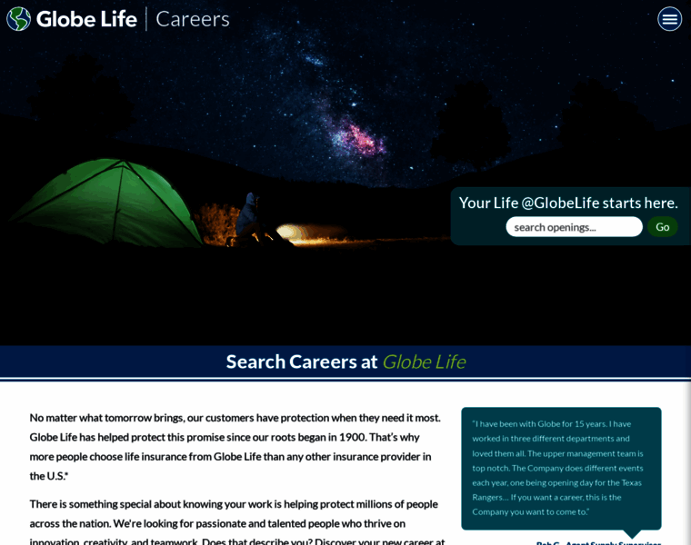 Careers.globelifeinsurance.com thumbnail