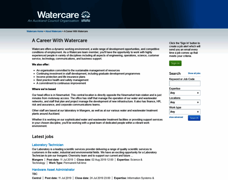 Careers.watercare.co.nz thumbnail