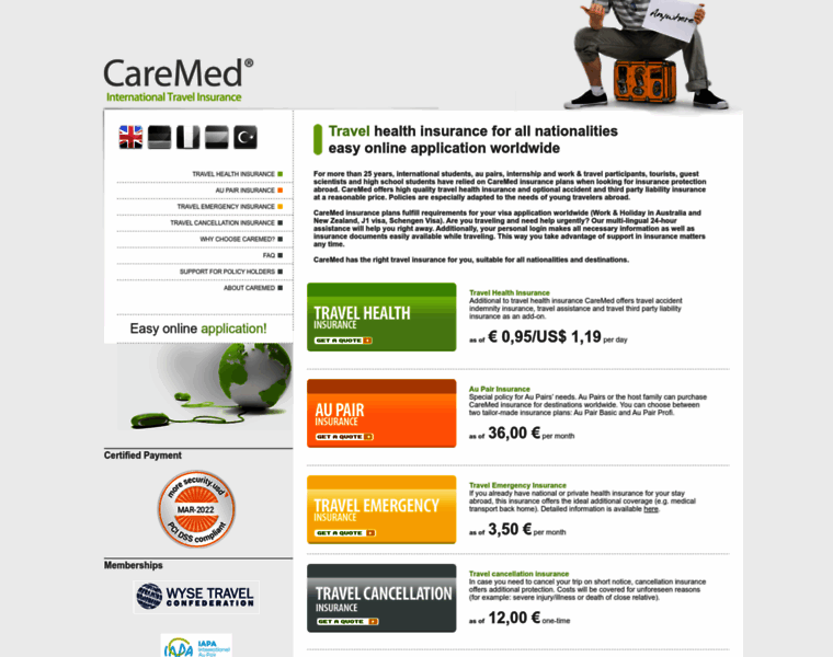 Caremed-travelinsurance.com thumbnail