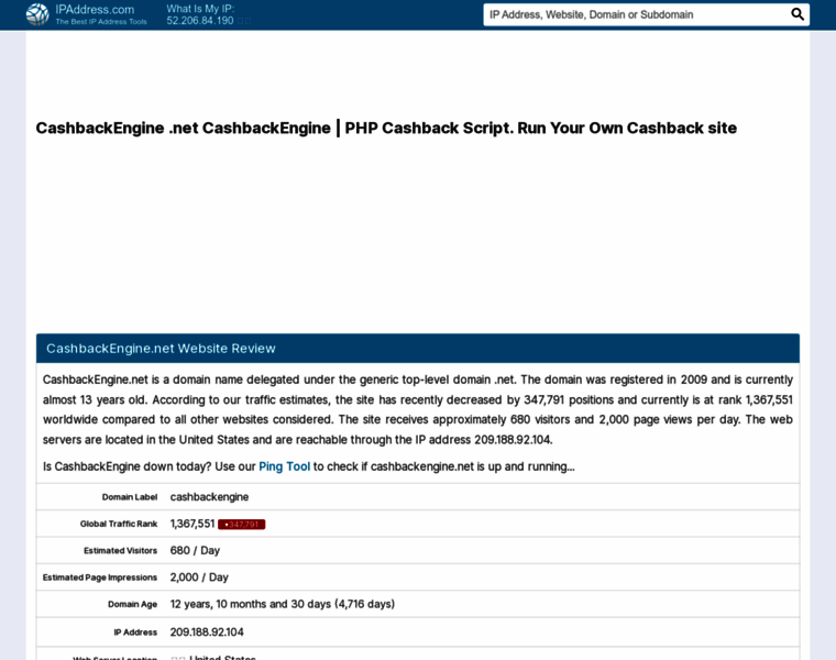 Cashbackengine.net.ipaddress.com thumbnail