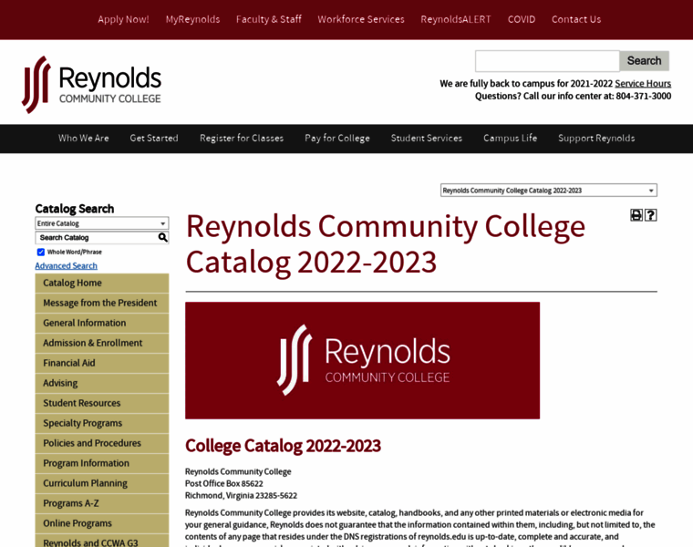 Catalog.reynolds.edu thumbnail