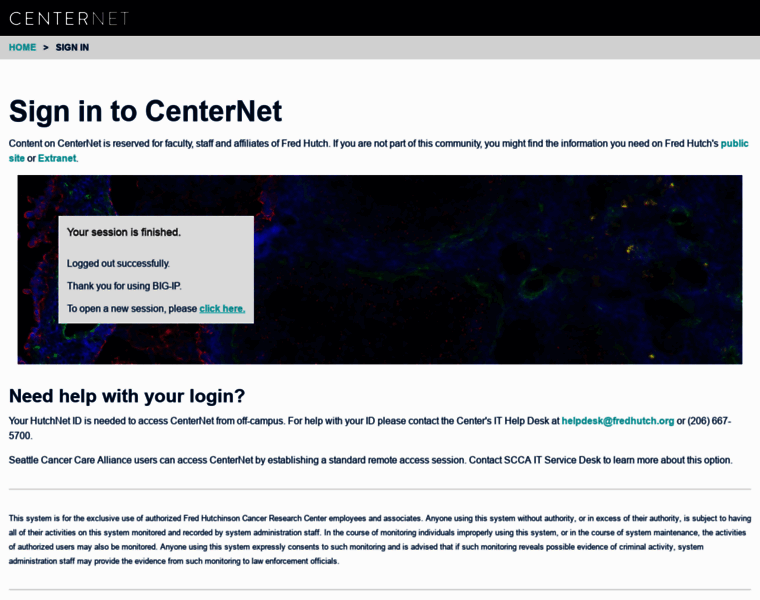 Centernet.fredhutch.org thumbnail