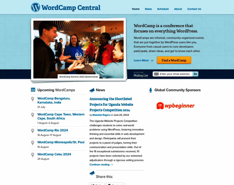 Central.wordcamp.org thumbnail