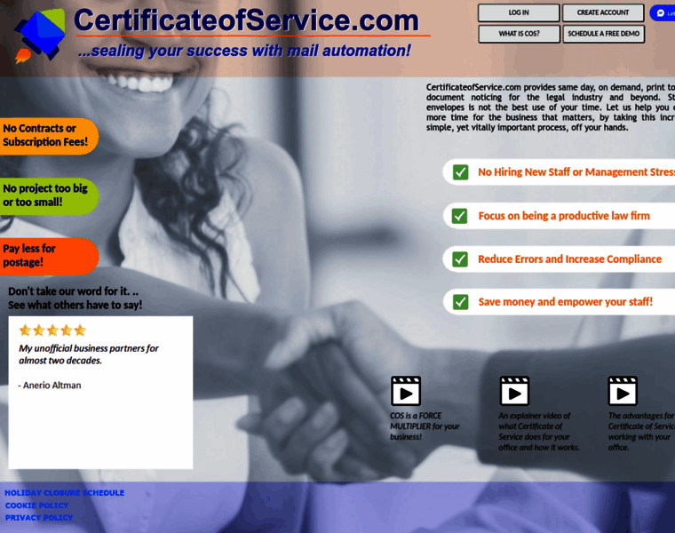 Certificateofservice.com thumbnail