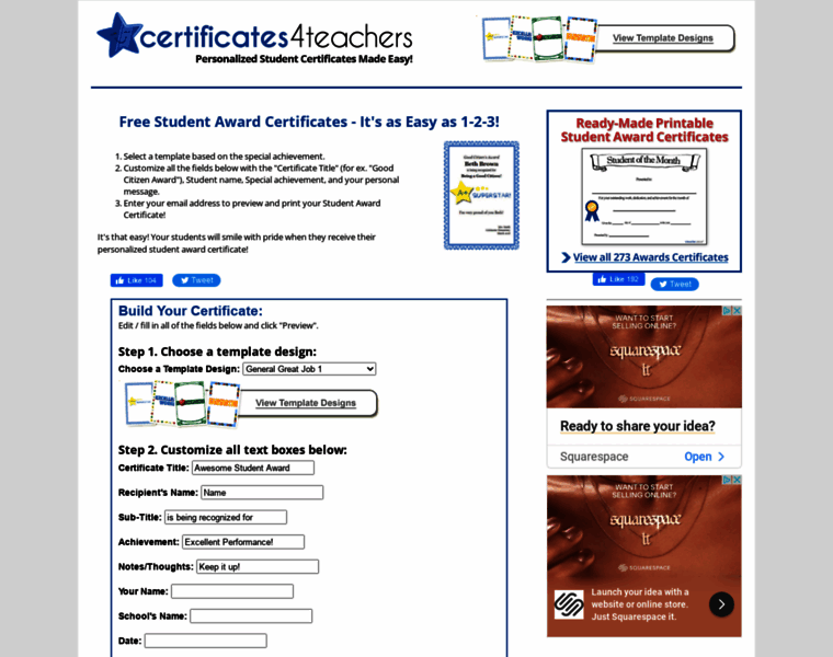 Certificates4teachers.com thumbnail