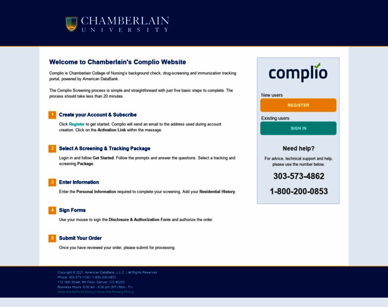 Chamberlainclinicalcompliance.com thumbnail