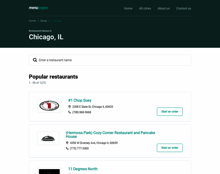 Chicago.menupages.com thumbnail