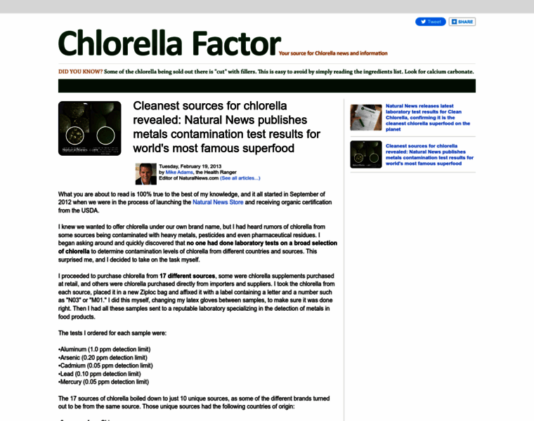 Chlorellafactor.com thumbnail