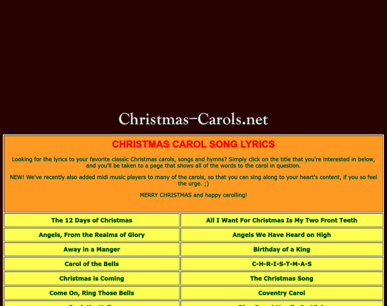 Christmas-carols.net thumbnail