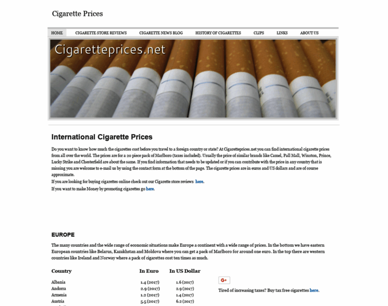 Cigaretteprices.net thumbnail