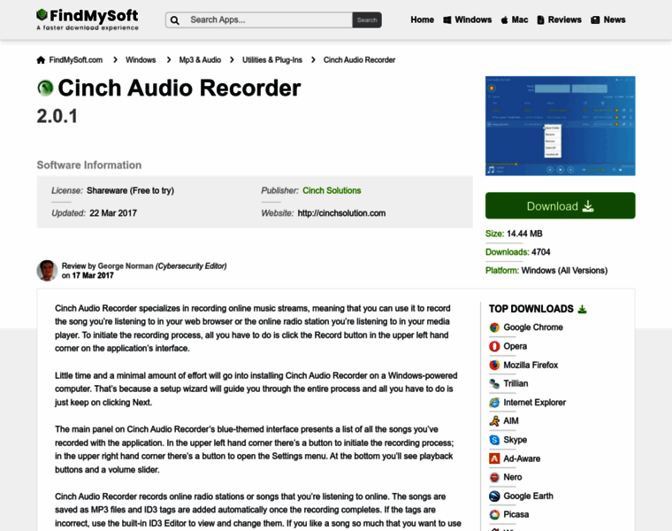 Cinch-audio-recorder.findmysoft.com thumbnail