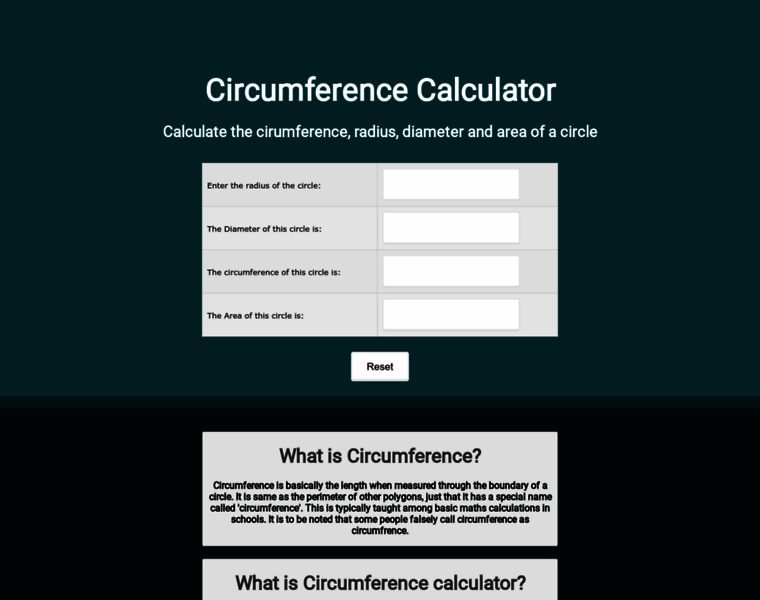 Circumference-calculator.com thumbnail