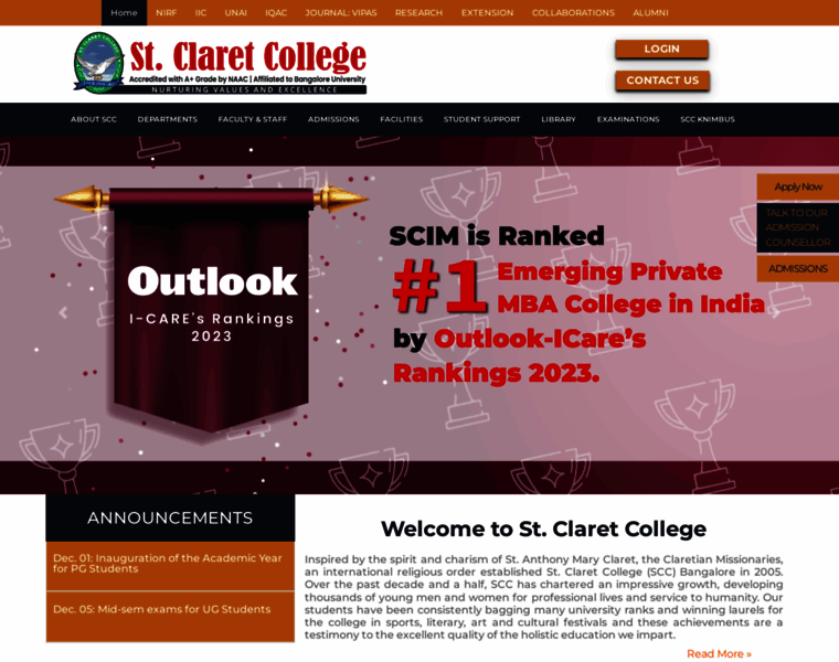 Claretcollege.edu.in thumbnail