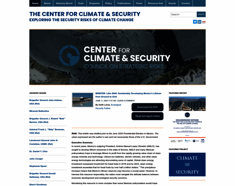 Climateandsecurity.org thumbnail