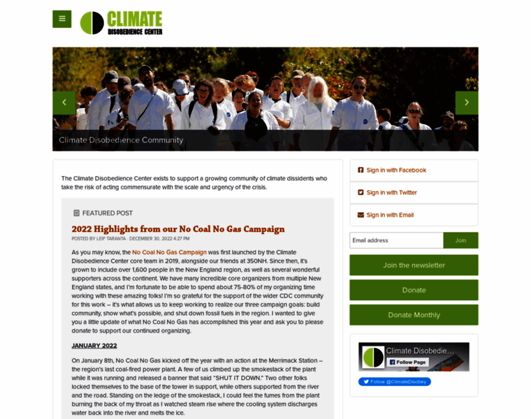 Climatedisobedience.org thumbnail
