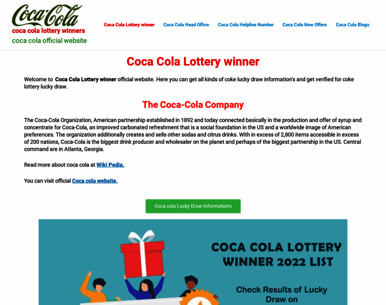 Cocacolalotterywinners.com thumbnail