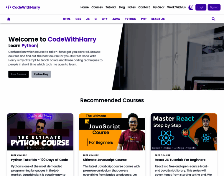 Codewithharry.com thumbnail