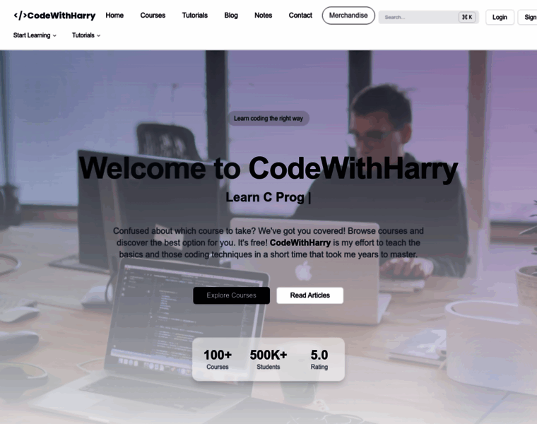 codewithharry.com at WI. Home | CodeWithHarry