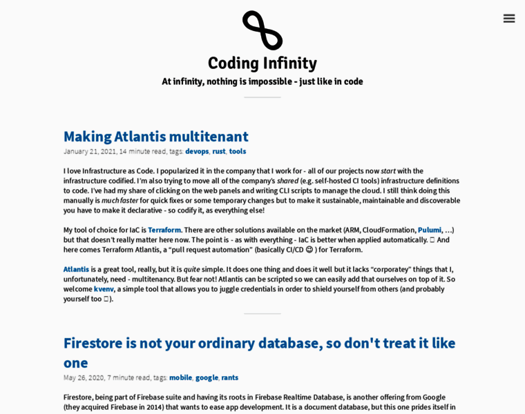 Codinginfinity.me thumbnail