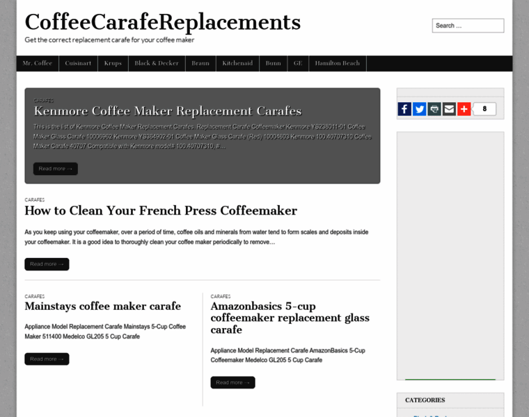 Coffeecarafereplacements.com thumbnail