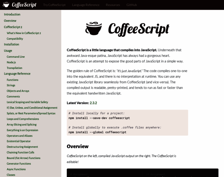Coffeescript.com thumbnail