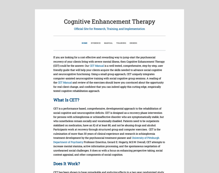 Cognitiveenhancementtherapy.com thumbnail