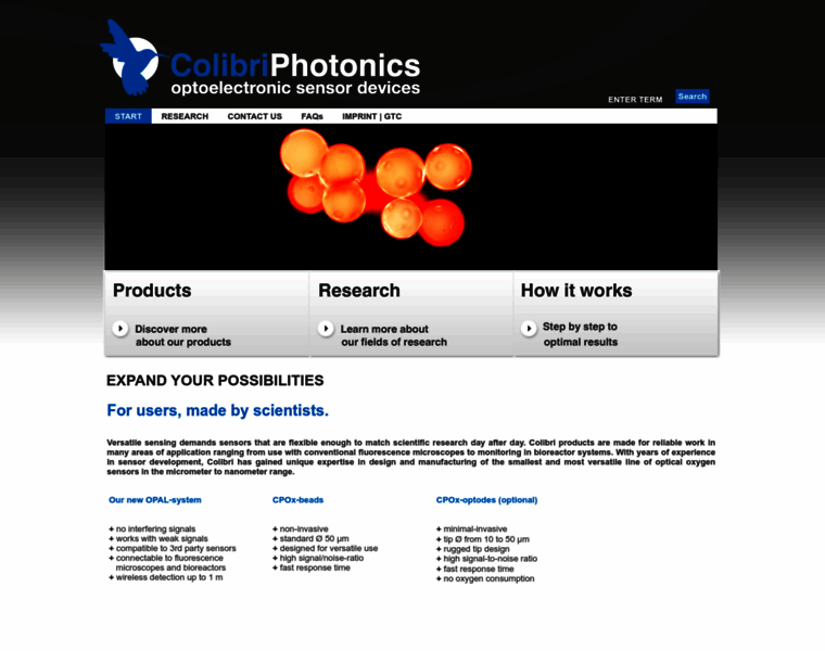 colibri-photonics.com at WI. innovative optoelectronic sensor devices